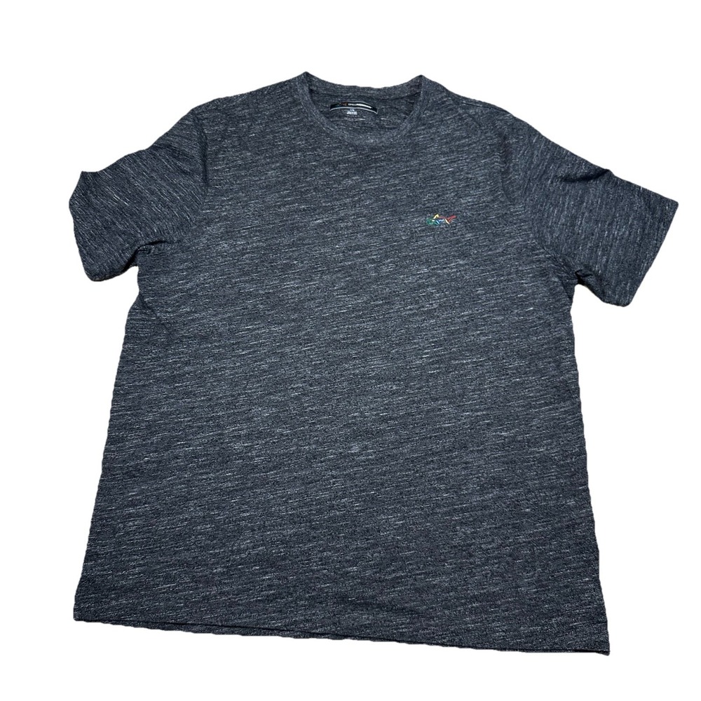 Greg Norman Men Golf T-Shirt Large Heathered Gray Shark Logo Casual Crewneck